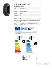 185/55 R15 86 H Kumho Ecowing Es01 Kh27