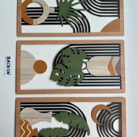 Set 3 decorazioni murali boho in legno