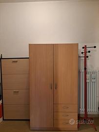 Armadio 2 ante con cassetti + scarpiera 4 ribalte