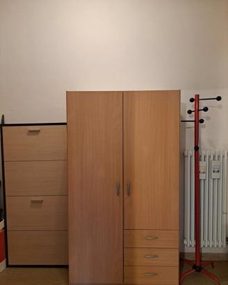 Armadio 2 ante con cassetti + scarpiera 4 ribalte