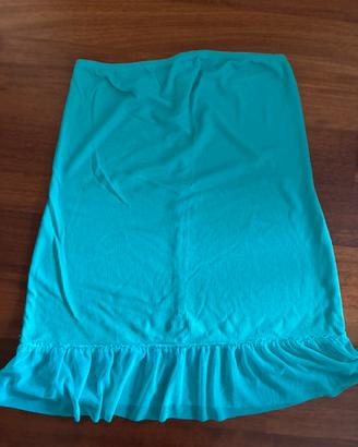 Top a fascia cotone a costine verde acqua