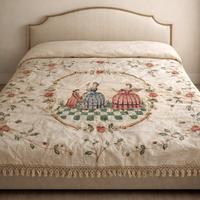 Copriletto Damasco San Leucio dipinto a mano 1900