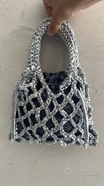 Borsa a rete argento con sacchetto interno