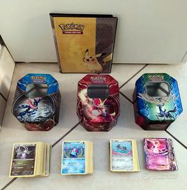 Lotto carte POKEMON + cofanetti + raccoglitore