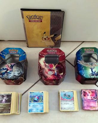 Lotto carte POKEMON + cofanetti + raccoglitore