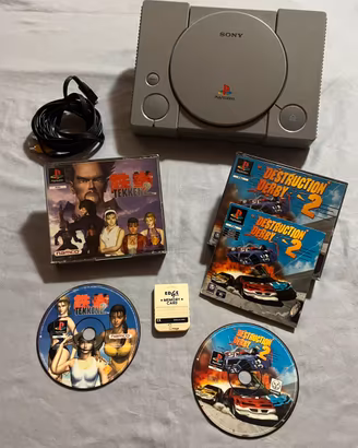 PS1 Fat Console Sony + Tekken 2 Destruction Derby