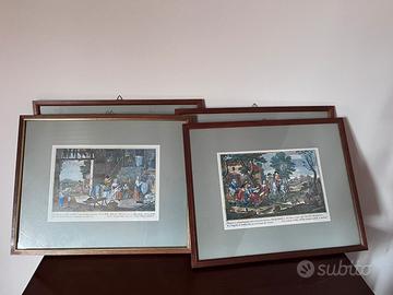Set di 4 stampe decorative vintage incorniciate