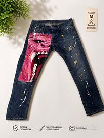 Jeans LEVI’S CUSTOM con grafica dipinta a mano