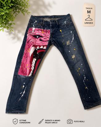 Jeans LEVI’S CUSTOM con grafica dipinta a mano