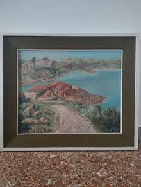 Quadro paesaggio marino 65x65 dipint su tela firma