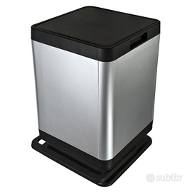Pattumiera a pedale plastica, 60l, effetto metallo