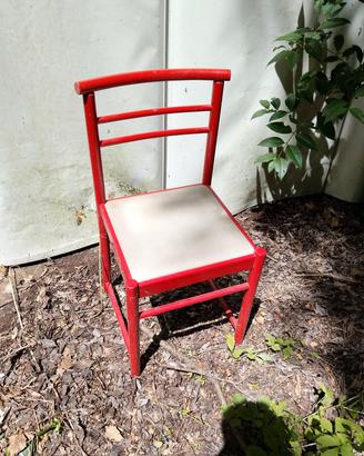 6 sedie rosse in legno con cuscino 