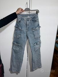 Jeans cargo donna – lavaggio chiaro