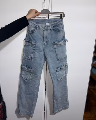 Jeans cargo donna – lavaggio chiaro