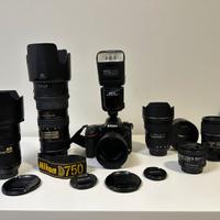 Corredo PROFESSIONALE Nikon D750 + ottiche FF
