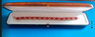 Oro 18 kt e corallo bracciale donna