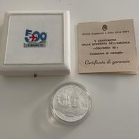 Medaglia argento 1992- 500° Scoperta America"PROOF