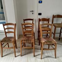 Sedie in legno con seduta paglia