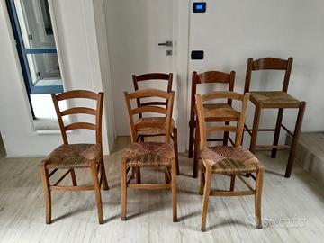 Sedie in legno con seduta paglia