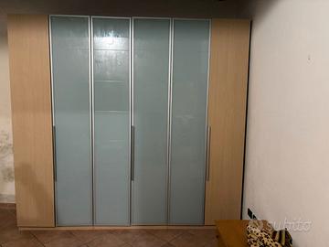 armadio 6 anta legno e vetro