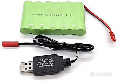 Batteria NiMH 7.2V 2400mAh RC con USB Incluso