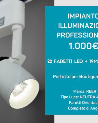Impianto illuminazione negozio faretti Led+Binario