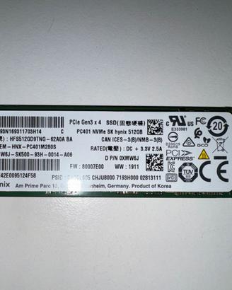 SSD NVMe Gen3 512GB Hynix