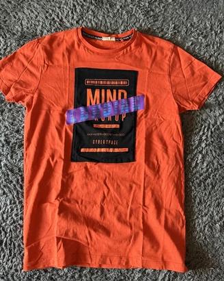 T-shirt uomo arancione stampa Mind Cyberspace M