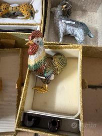 statuetta gallo in smalto cloisonné