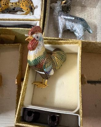 statuetta gallo in smalto cloisonné
