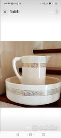 Brocca con catino Luise in ceramica bordino in oro