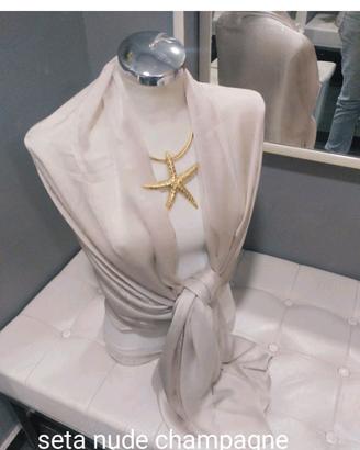 stola coprispalle nude champagne cipria in seta