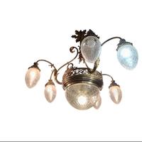 Lampadario Liberty 7 luci - struttura in bronzo