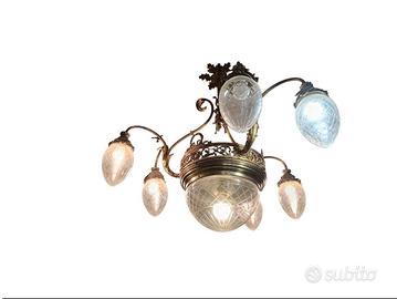 Lampadario Liberty 7 luci - struttura in bronzo