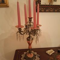 Candeliere cinque fiamme con lacrime pendenti