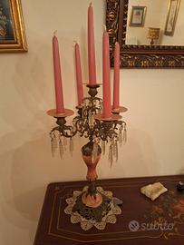 Candeliere cinque fiamme con lacrime pendenti