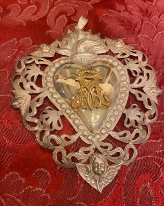 Sacro cuore in filigrana argento L15 x18, fine 800