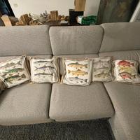 6 fodere di cuscini con pesci decorativi