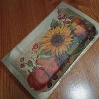 Vassoio in legno artigianale con decoupage
