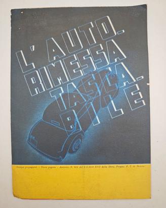 Raro Depliant Pubblicitario 1939 Auto Rimessa