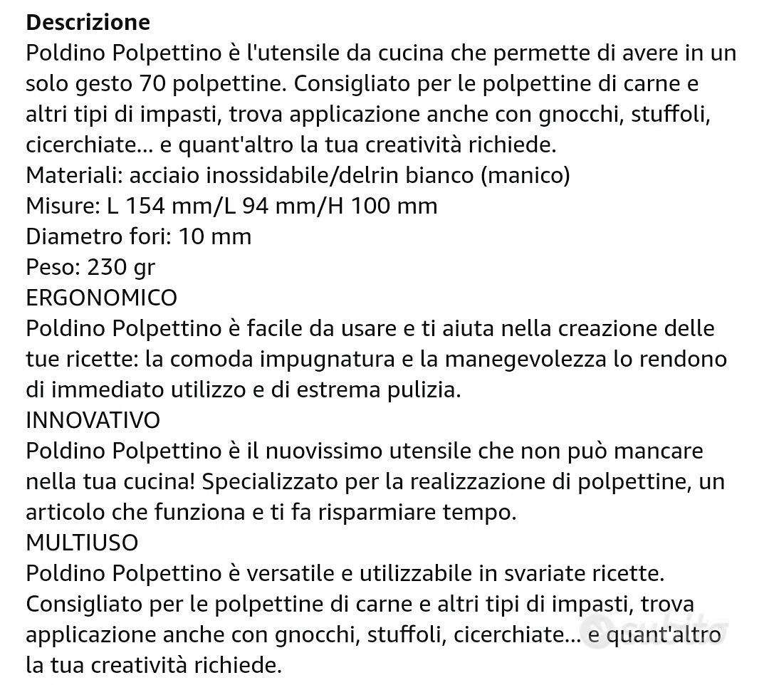 UTENSILE DA CUCINA per polpettine di carne Poldino Polpettino da