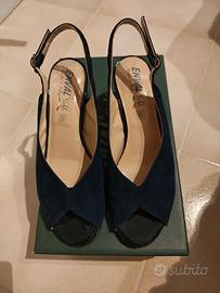 Sandali camoscio blu