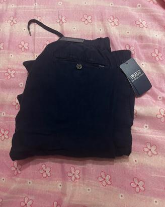 Pantaloni in lino blu ralph lauren