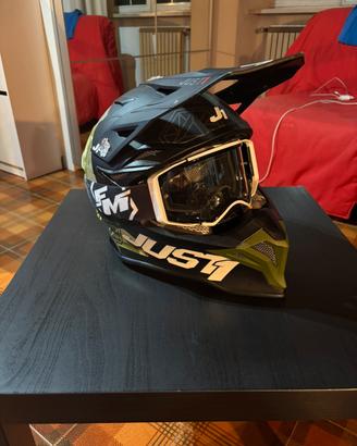 Casco da Moto Cross con maschera (Just1+FM Racing)