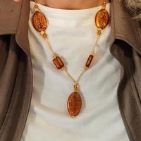 Collana in perle di Murano tonalità ambra/oro