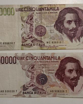 26#. Banconote 50000 lire Bernini I e Il tipo.