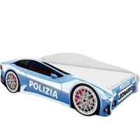 Letto bambino auto Polizia 160x80 con materasso