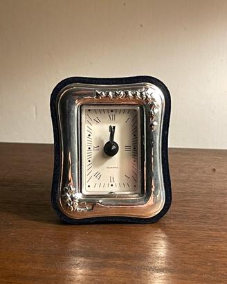 Orologio sveglia da tavolo cornice in argento