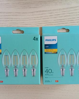 8 lampadine Philips a goccia filamento led luce ca