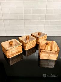 Contenitori barattoli legno di ulivo per alimenti